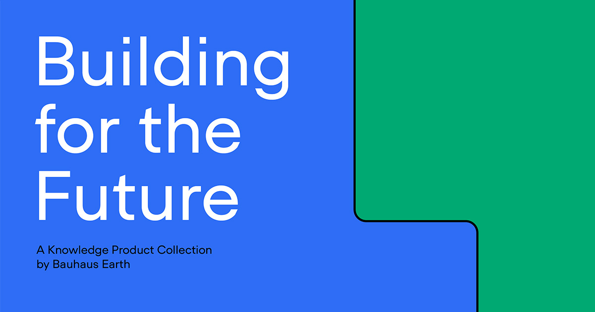 Building For the Future lettering on a blue and green background.
